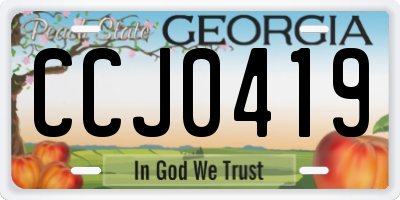 GA license plate CCJ0419