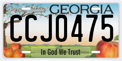 GA license plate CCJ0475