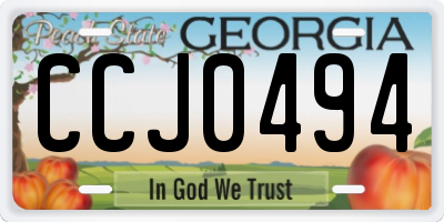 GA license plate CCJ0494