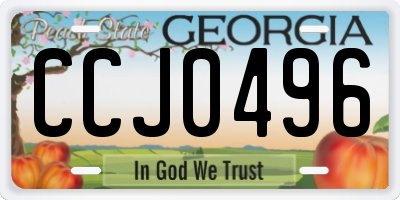 GA license plate CCJ0496