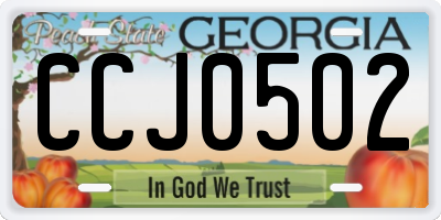 GA license plate CCJ0502
