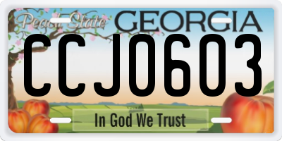 GA license plate CCJ0603