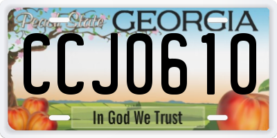 GA license plate CCJ0610