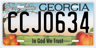 GA license plate CCJ0634