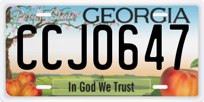 GA license plate CCJ0647