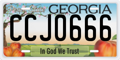 GA license plate CCJ0666