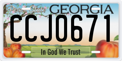 GA license plate CCJ0671