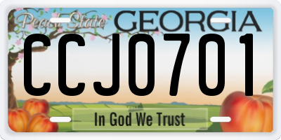 GA license plate CCJ0701