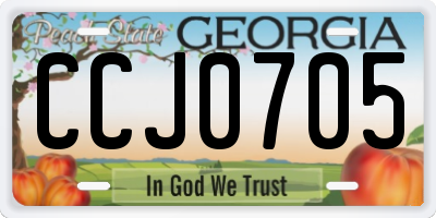 GA license plate CCJ0705