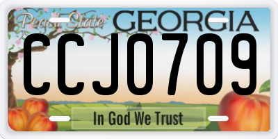 GA license plate CCJ0709