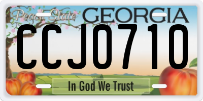 GA license plate CCJ0710