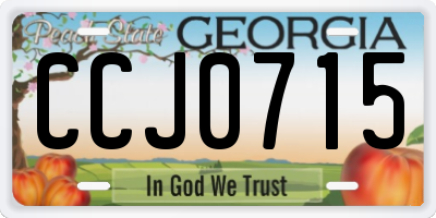 GA license plate CCJ0715