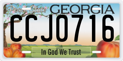 GA license plate CCJ0716