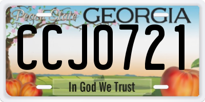 GA license plate CCJ0721