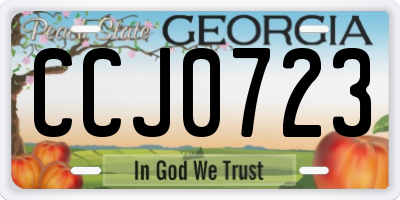 GA license plate CCJ0723