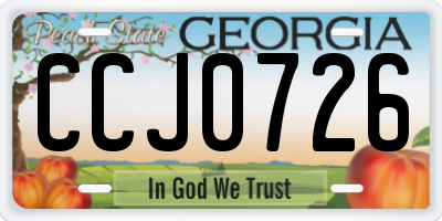 GA license plate CCJ0726