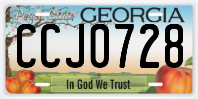 GA license plate CCJ0728