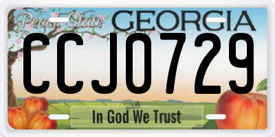GA license plate CCJ0729