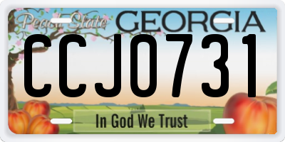GA license plate CCJ0731