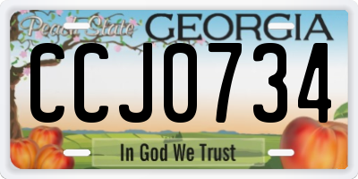GA license plate CCJ0734
