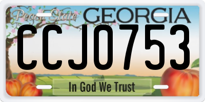 GA license plate CCJ0753