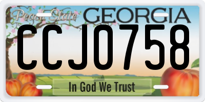 GA license plate CCJ0758