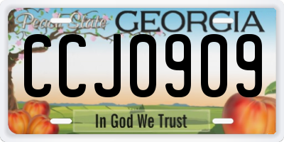 GA license plate CCJ0909