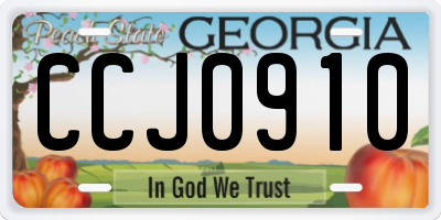 GA license plate CCJ0910