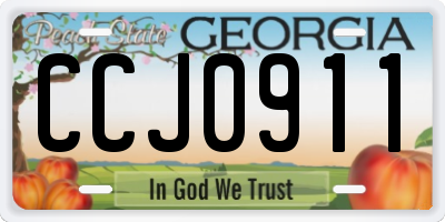 GA license plate CCJ0911
