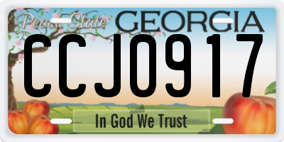 GA license plate CCJ0917