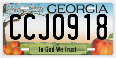 GA license plate CCJ0918