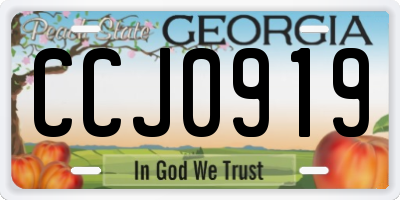 GA license plate CCJ0919