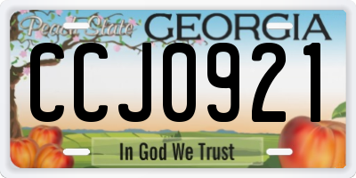 GA license plate CCJ0921