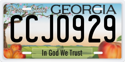 GA license plate CCJ0929