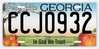 GA license plate CCJ0932