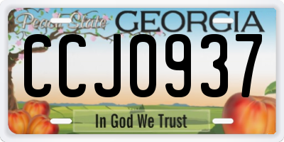 GA license plate CCJ0937