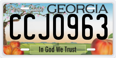 GA license plate CCJ0963