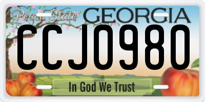 GA license plate CCJ0980