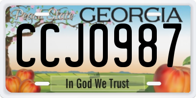 GA license plate CCJ0987