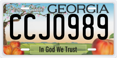 GA license plate CCJ0989