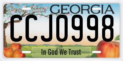 GA license plate CCJ0998