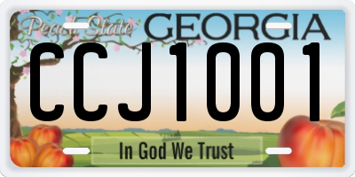 GA license plate CCJ1001