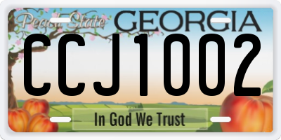 GA license plate CCJ1002