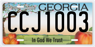 GA license plate CCJ1003