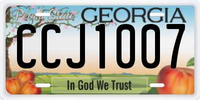 GA license plate CCJ1007