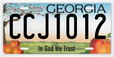 GA license plate CCJ1012