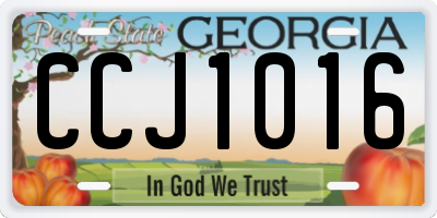 GA license plate CCJ1016
