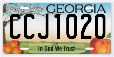 GA license plate CCJ1020