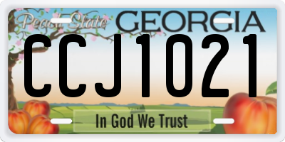 GA license plate CCJ1021