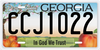 GA license plate CCJ1022